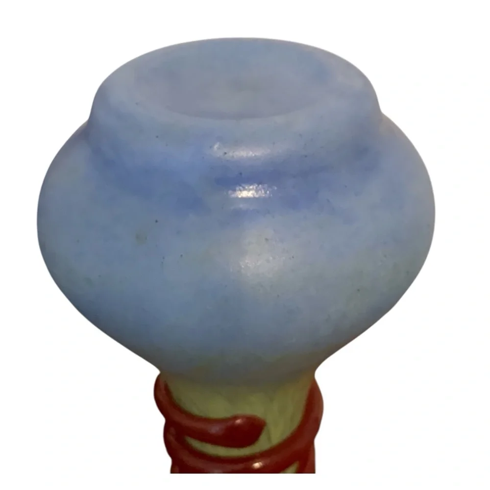 [PRICE DROP] Vintage Blown Art Glass Teardrop Vase Green Blue 9.5